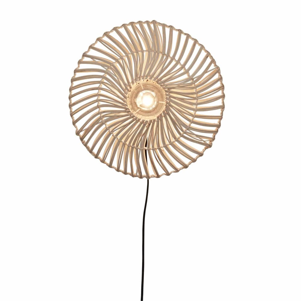 Good & Mojo Wandlampe aus Rattan, weiß, Ø40cm style modern - Rattan