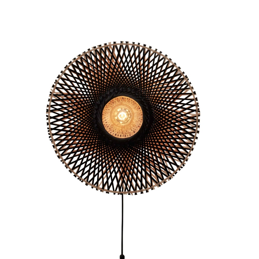 Good & Mojo Wandlampe aus Bambus, schwarz, Ø60cm style modern - Bambus