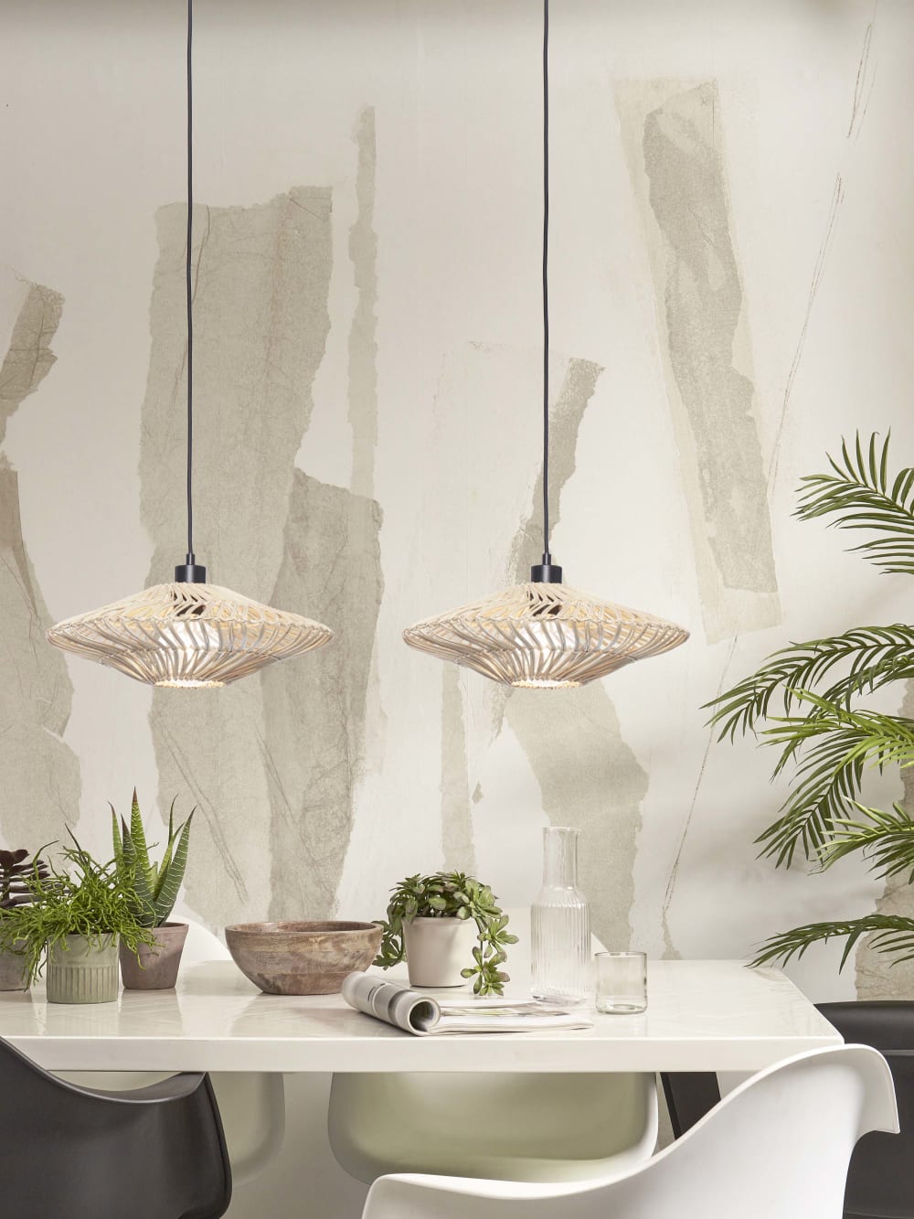 Suspension rotin blanc ø40cm — vue 4