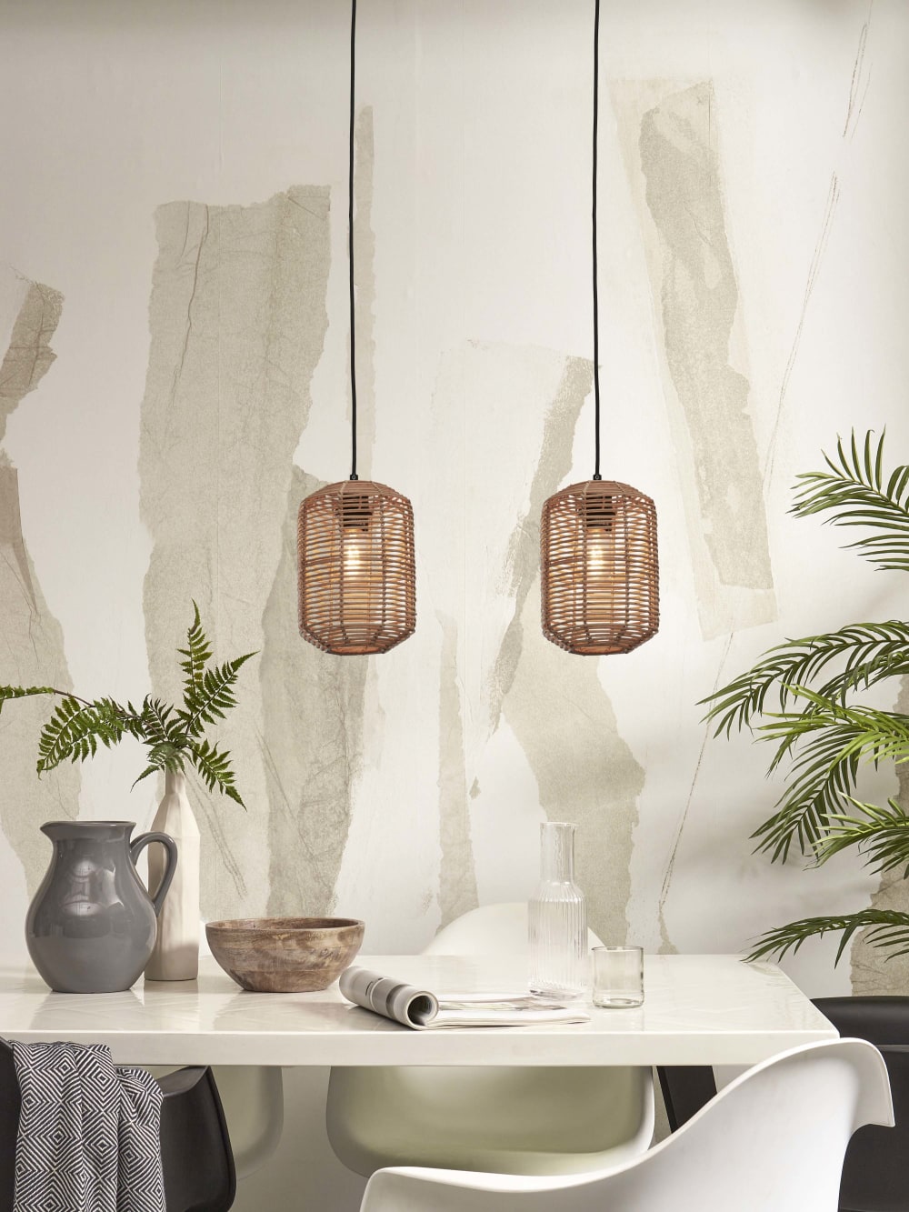 Suspension rotin brun ø18cm — vue 4