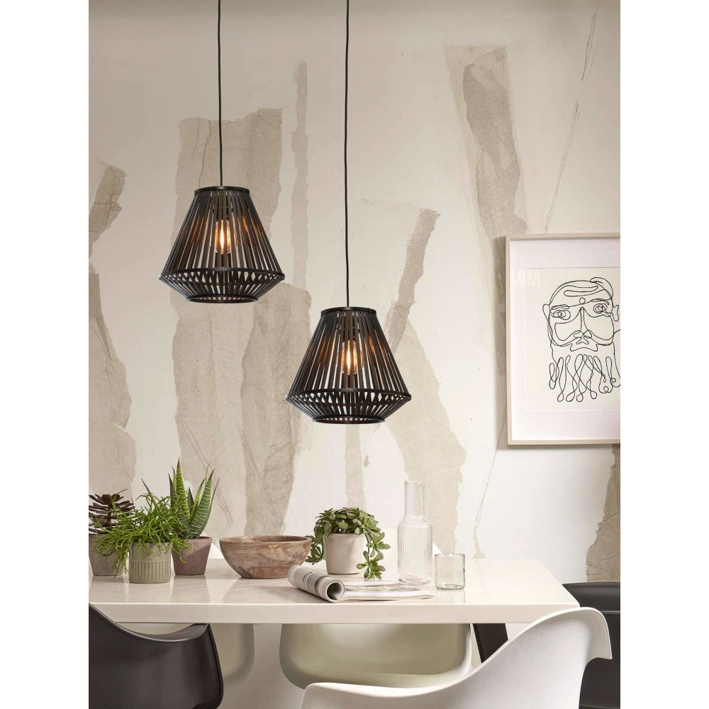 Suspension bambou noir 30x30x30cm — vue 3