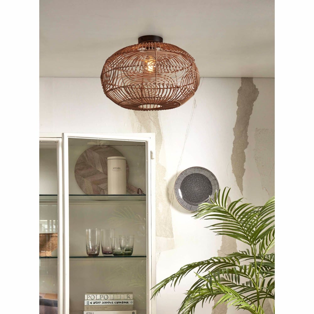 Deckenleuchte aus Rattan, braun, Ø48cm - Maisons Du Monde