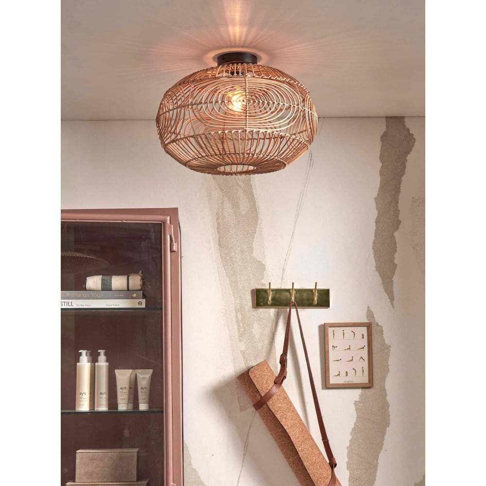 Plafonnier rotin brun ø48cm — vue 3