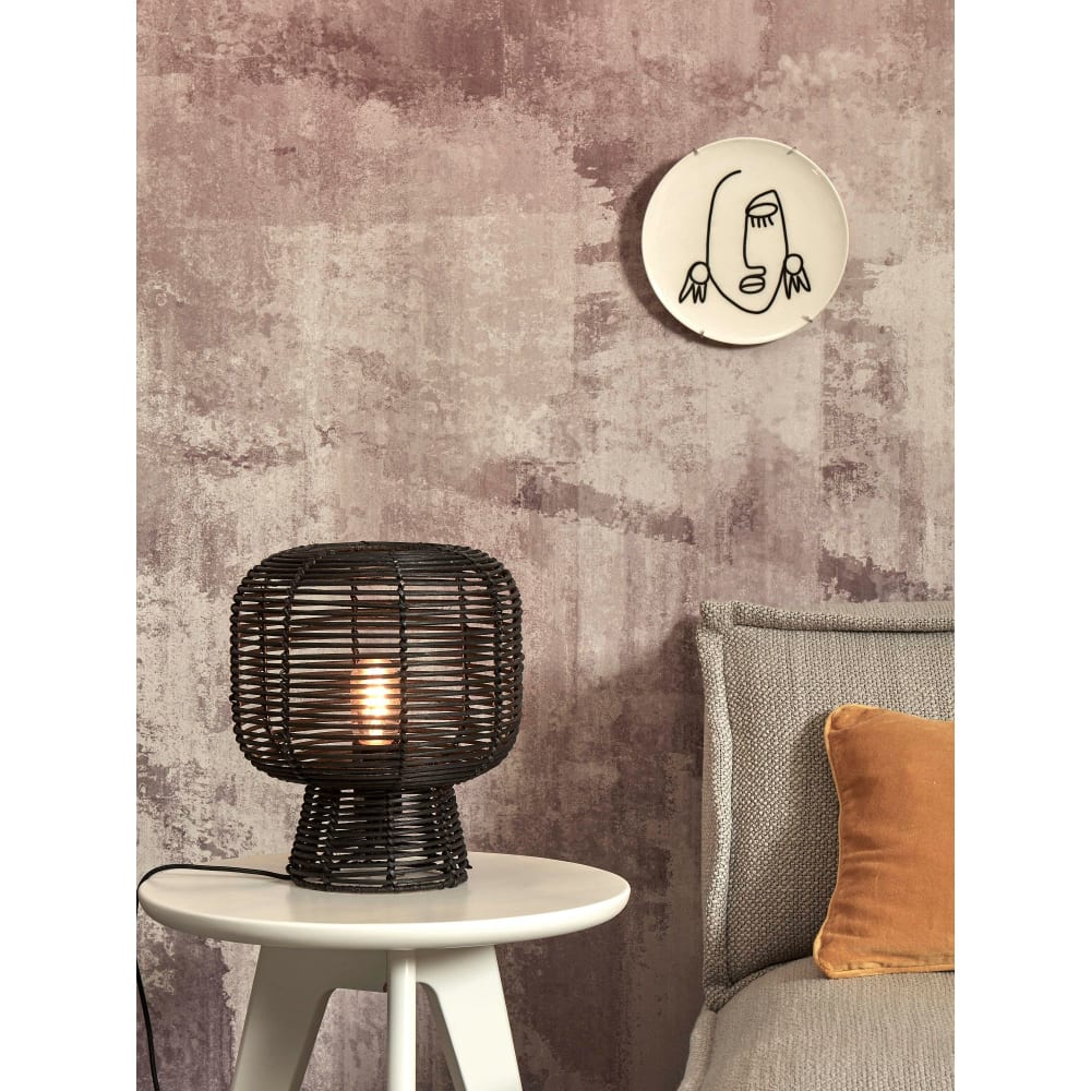 Suspension rotin noir Ø27cm