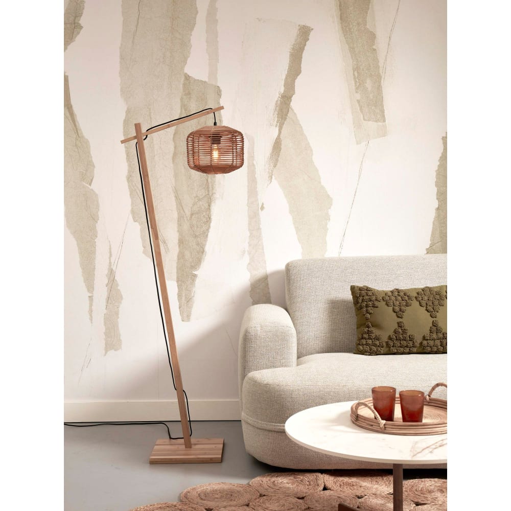 Lampadaire rotin brun ø25cm — vue 3