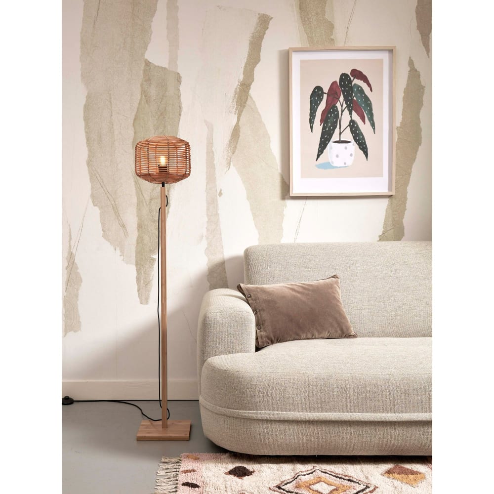 Lampadaire rotin brun ø25cm — vue 3