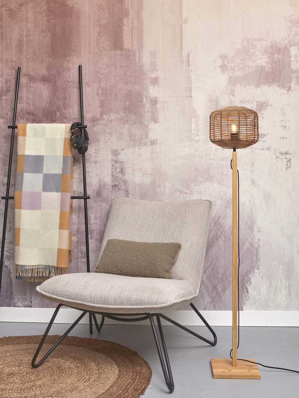 Lampadaire rotin brun ø25cm — vue 4