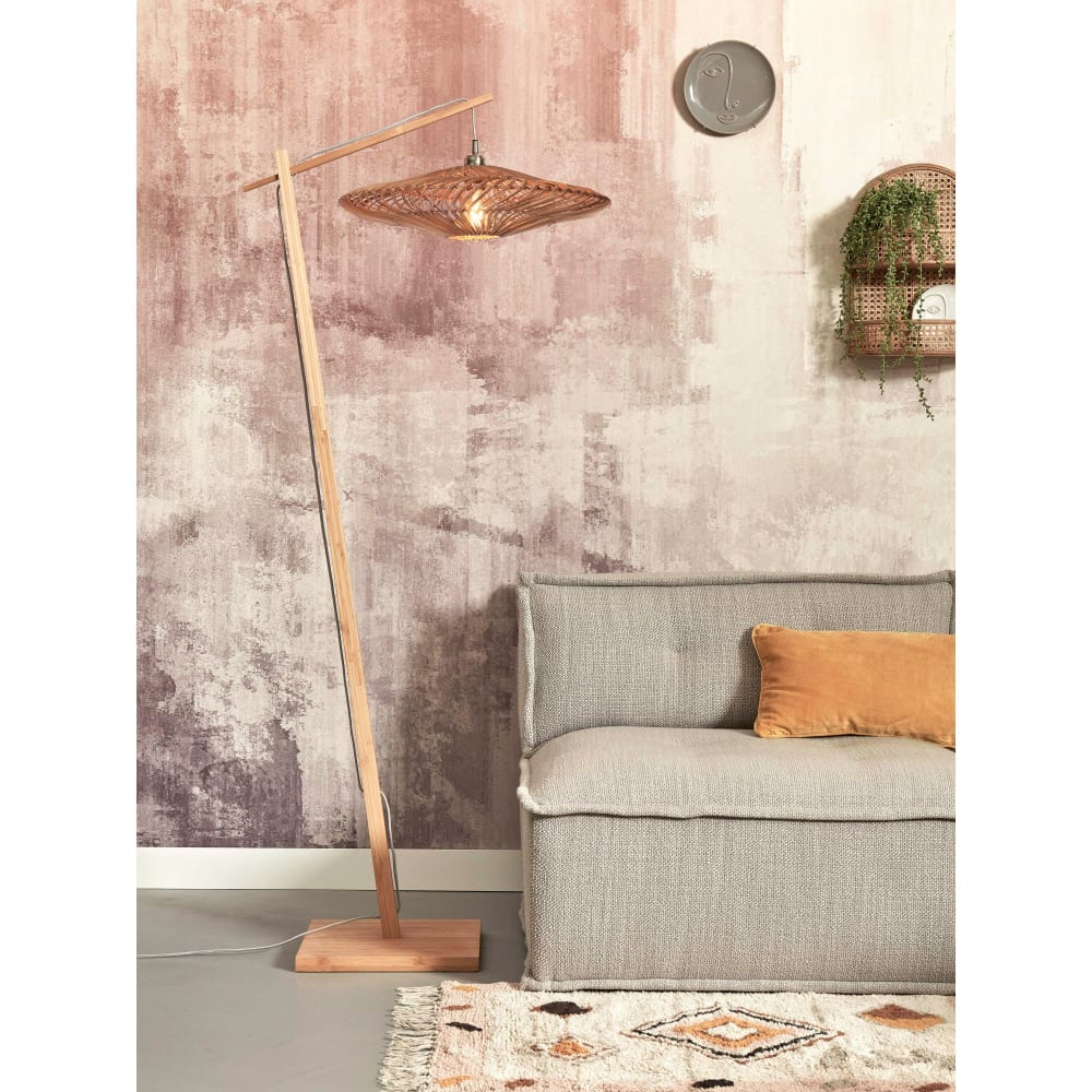 Suspension rotin brun ø55cm — vue 3