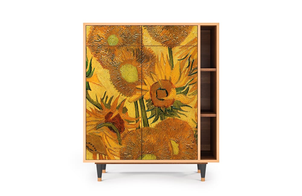 Buffet  jaune 2 tiroirs et 2 portes L 94 cm