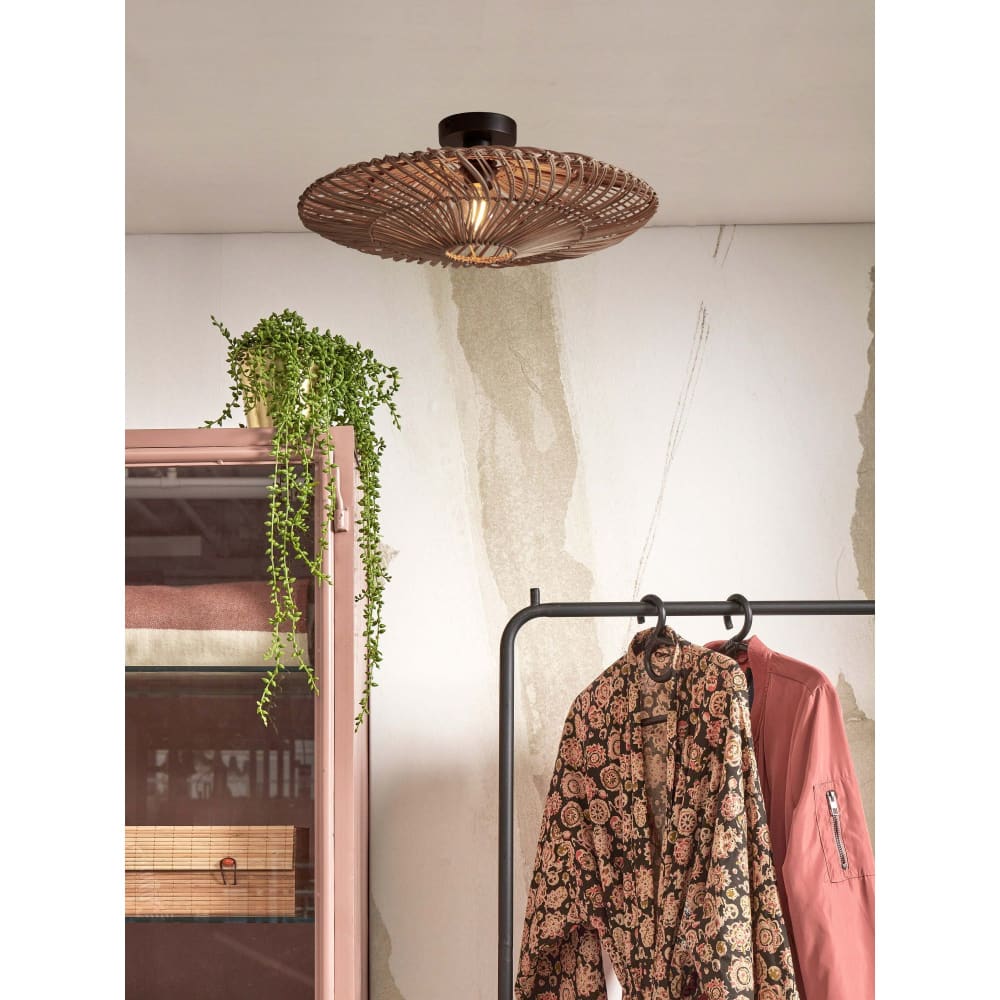 Suspension rotin brun ø55cm — vue 3