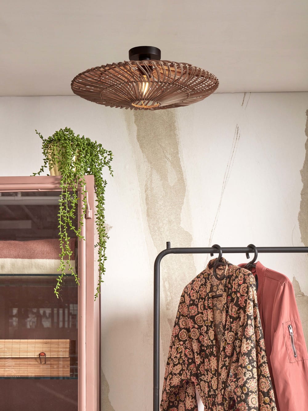 Suspension rotin brun ø55cm — vue 4