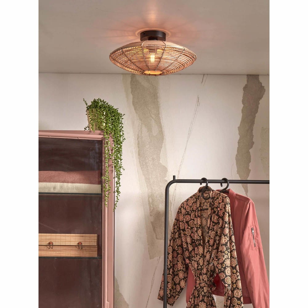Plafonnier rotin brun ø40cm — vue 3