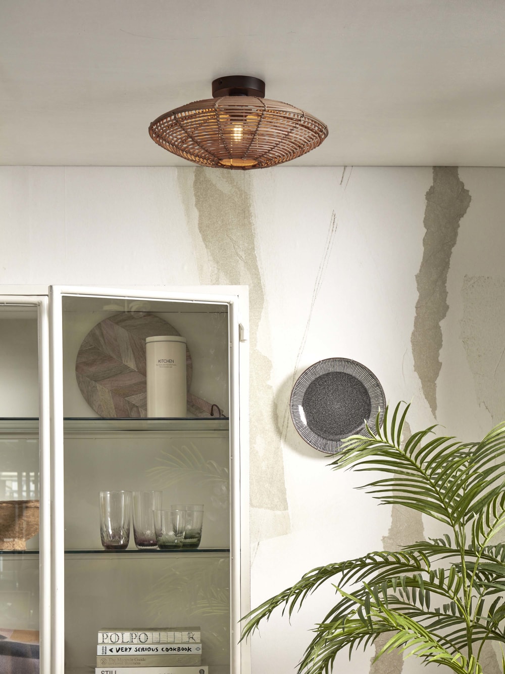 Plafonnier rotin brun ø40cm — vue 4