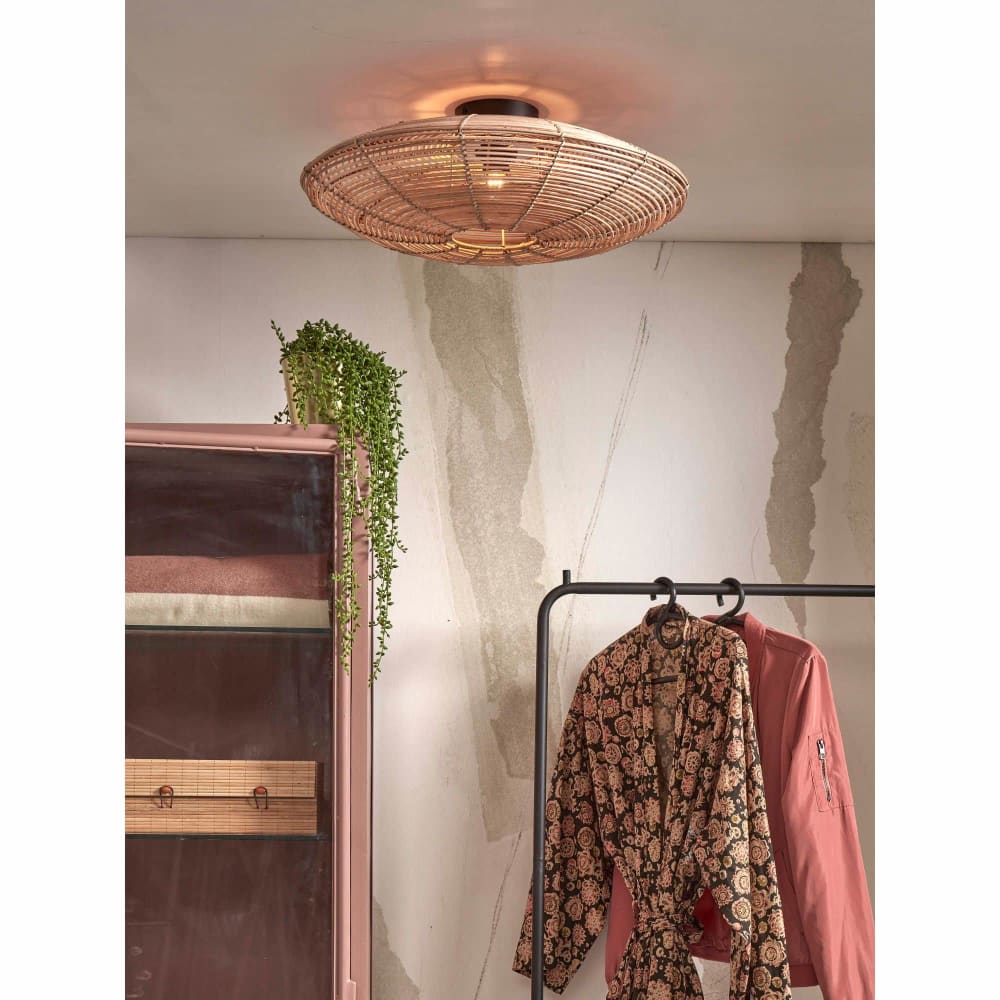 Plafonnier rotin brun ø55cm — vue 3