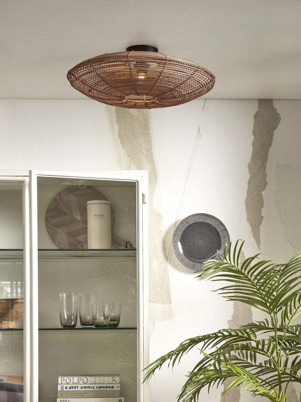 Plafonnier rotin brun ø55cm — vue 4