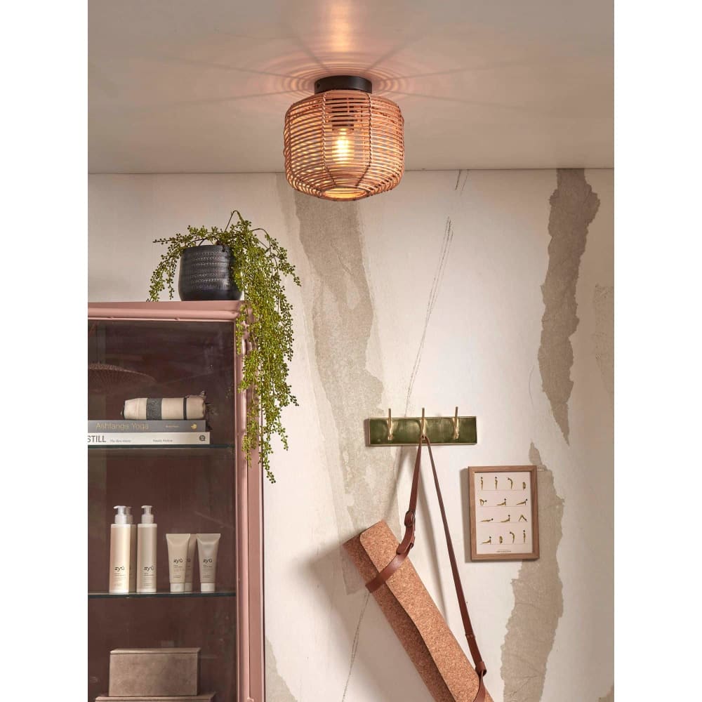 Plafonnier rotin brun ø25cm — vue 3