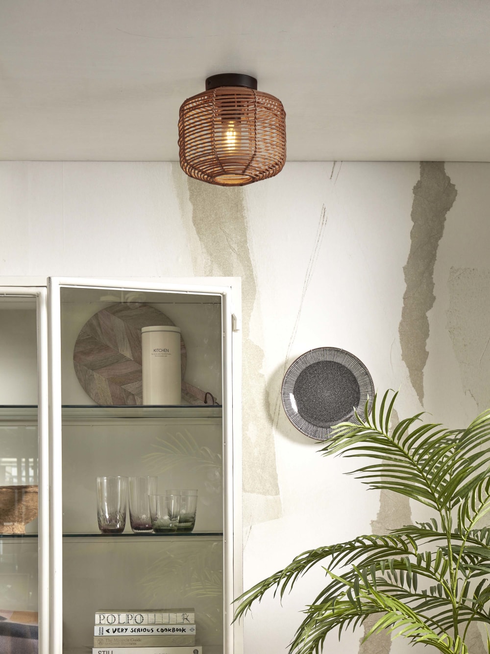 Plafonnier rotin brun ø25cm — vue 4