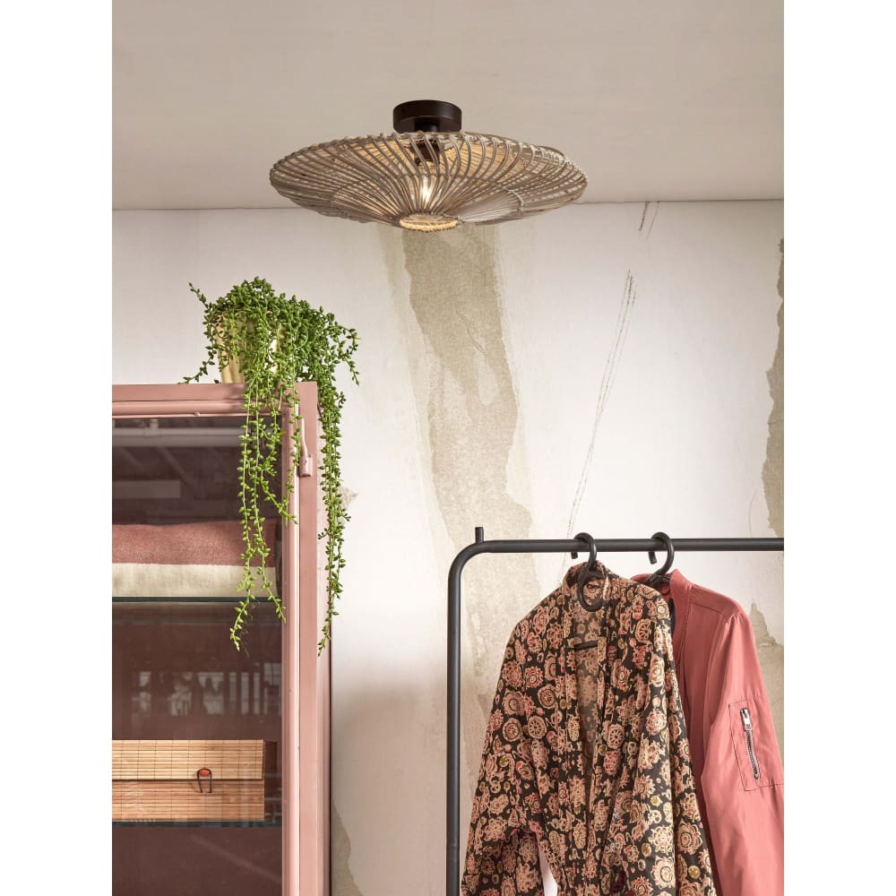 Suspension rotin blanc ø55cm — vue 3