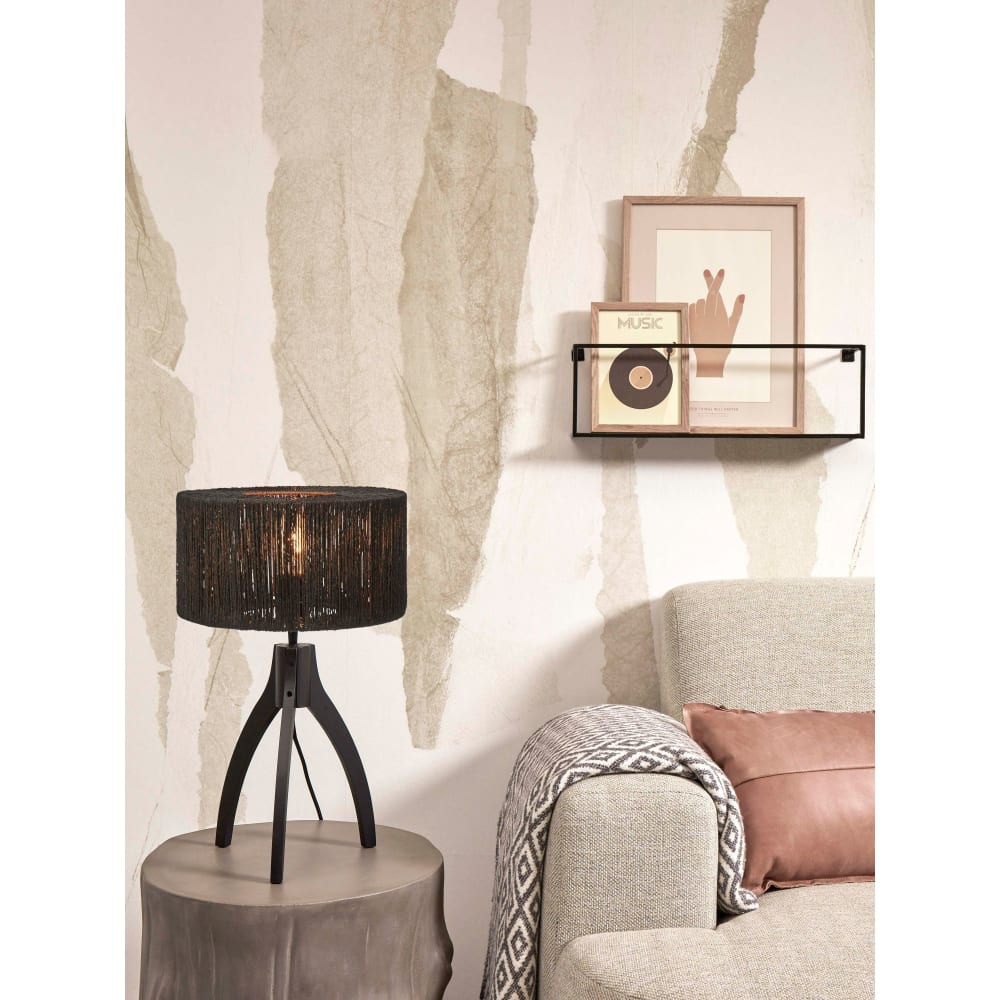 Lampe de table textile noir ø30cm — vue 3