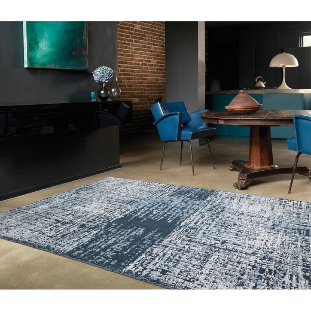 Tapis de salon en laine bleu 120x170 cm