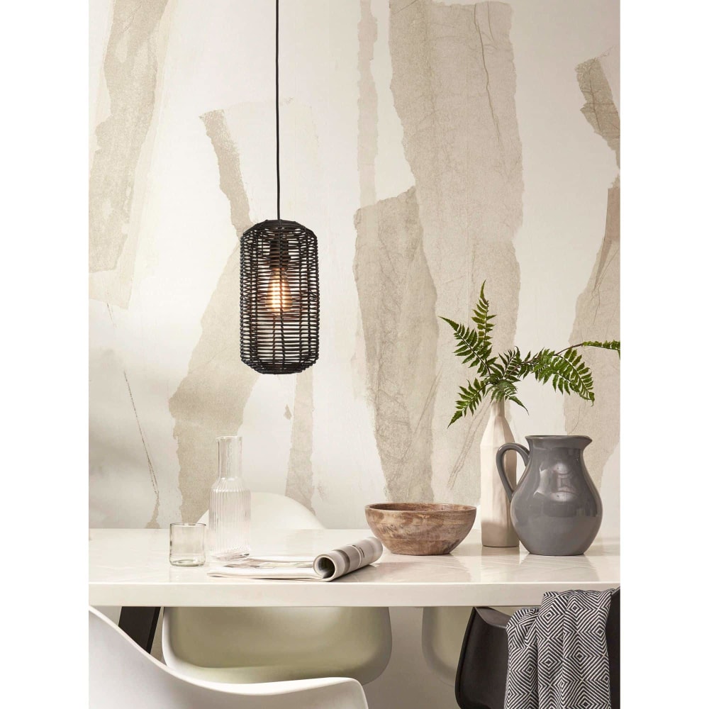 Suspension rotin noir, h. 35cm — vue 3
