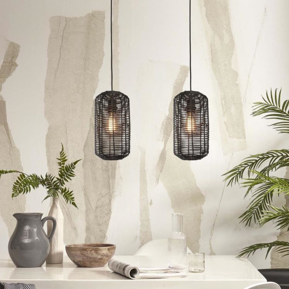 Suspension rotin noir, h. 35cm — vue 4