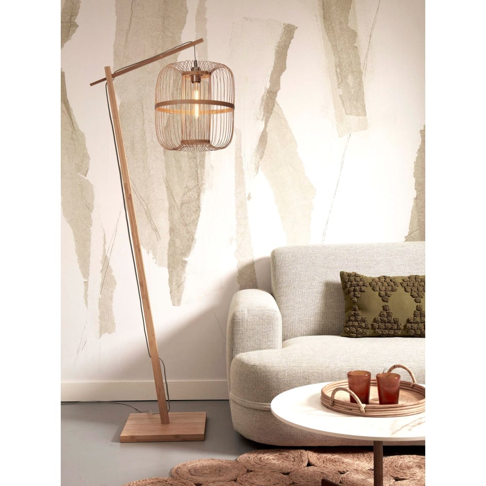 Lampadaire bambou abat-jour bambou naturel, h. 176cm
