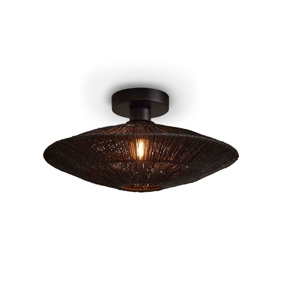 Plafonnier jute noir, h. 12cm