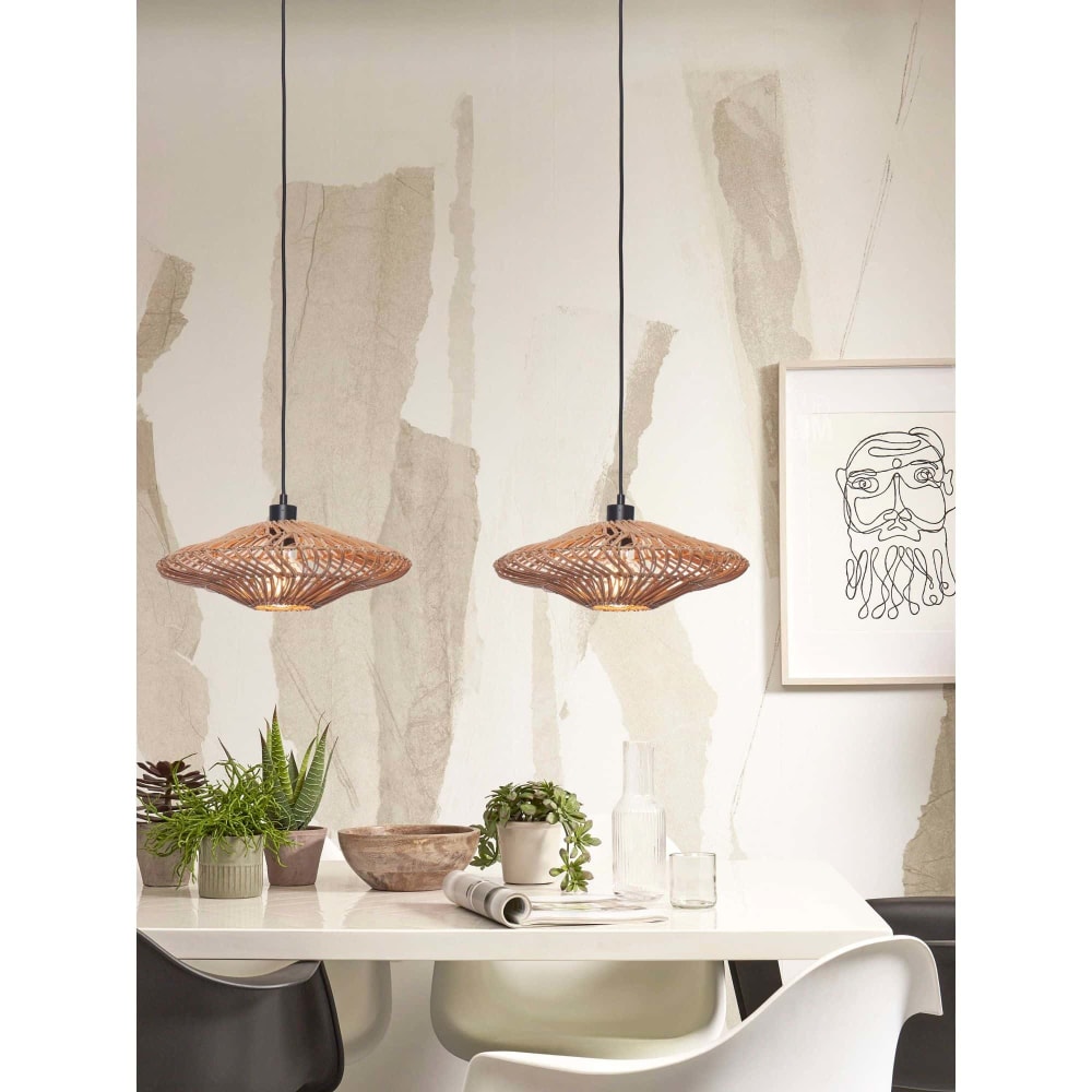 Suspension rotin brun ø40cm