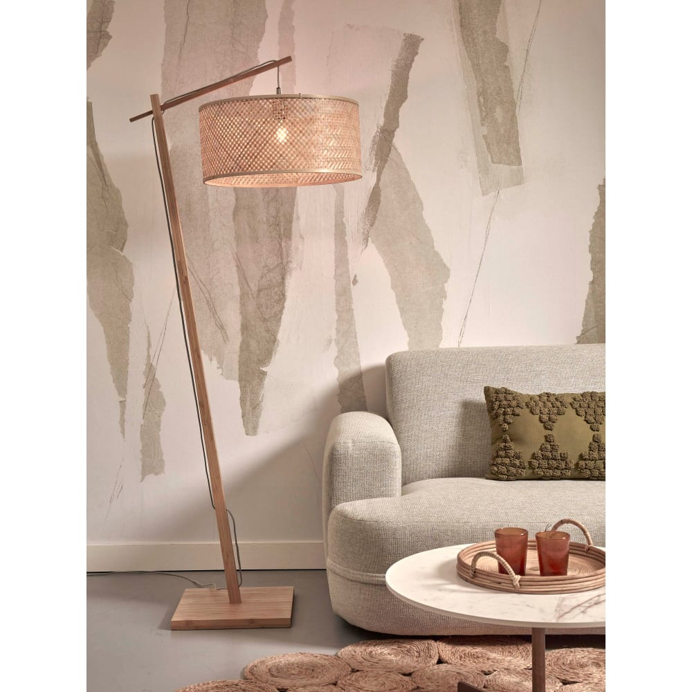Lampadaire bambou abat-jour bambou naturel, h. 176cm