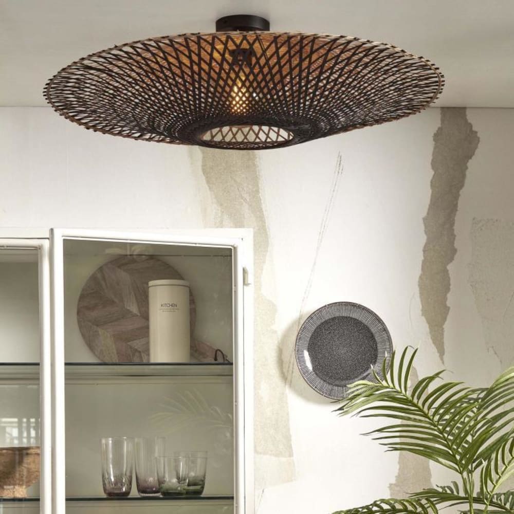 Plafonnier bambou noir/naturel, h. 20cm — vue 4