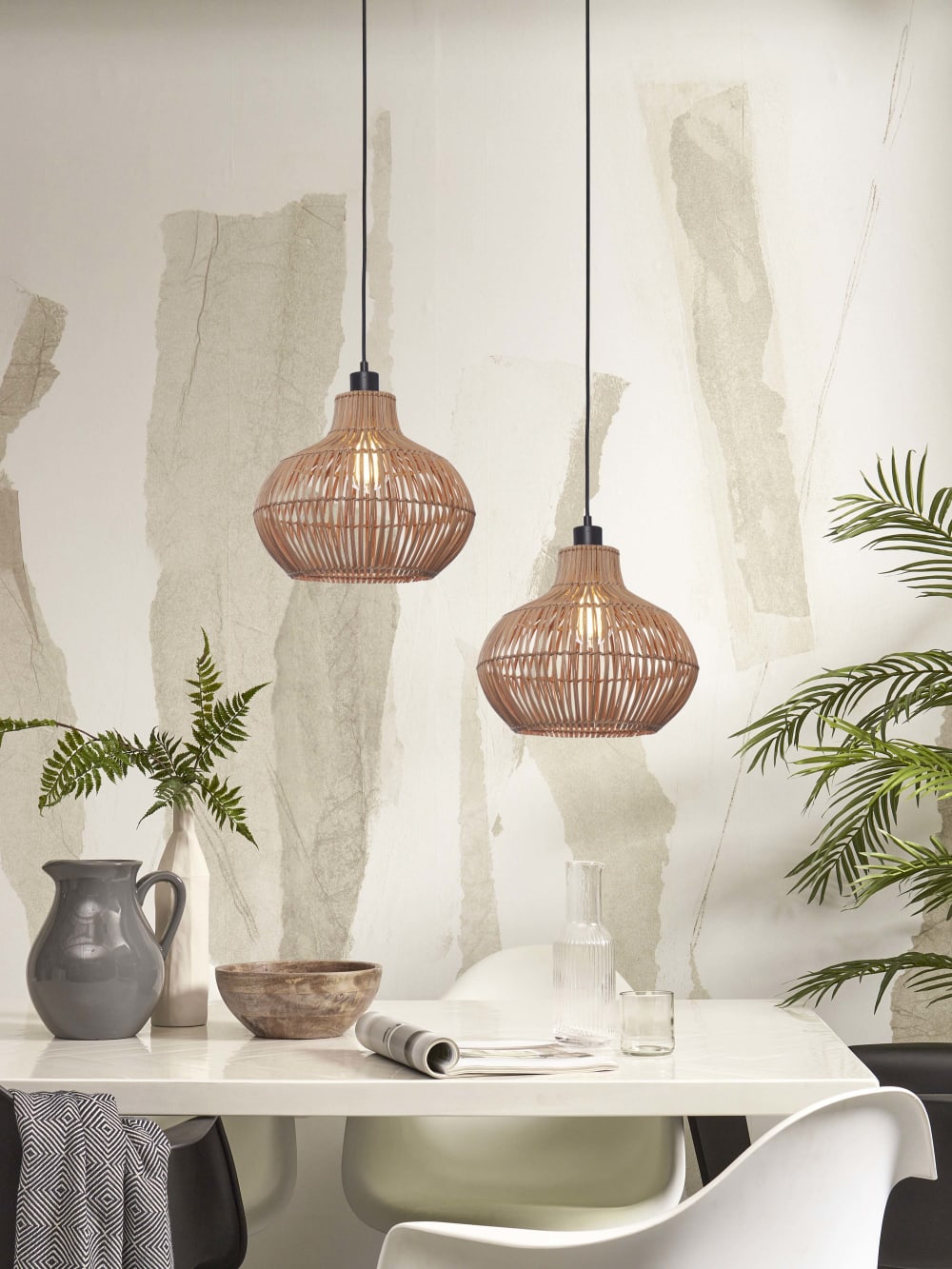 Suspension rotin brun ø32cm — vue 4