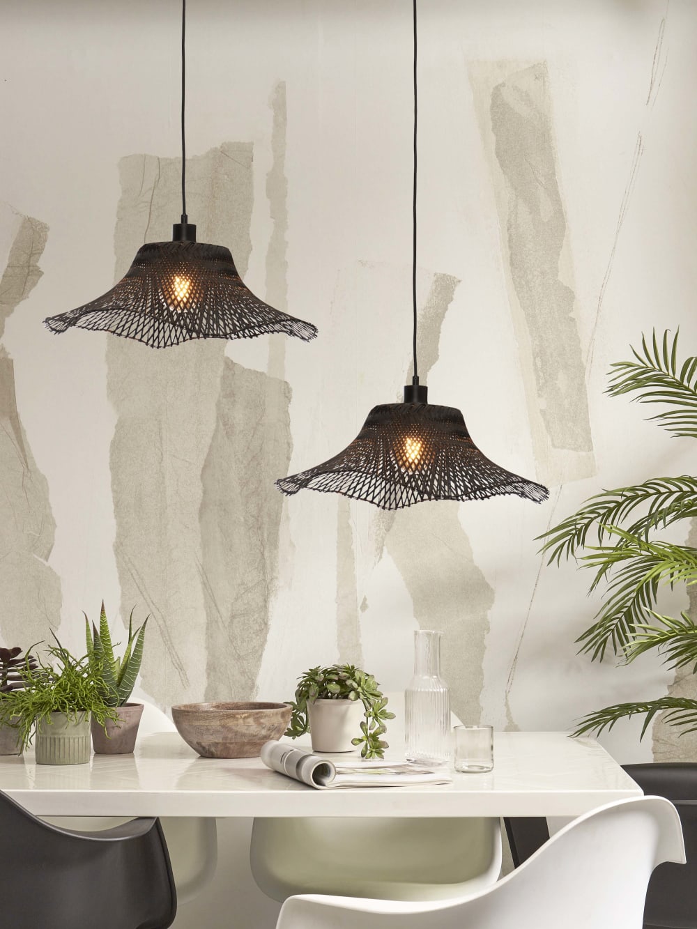 Suspension bambou noir 50x50x15cm — vue 4