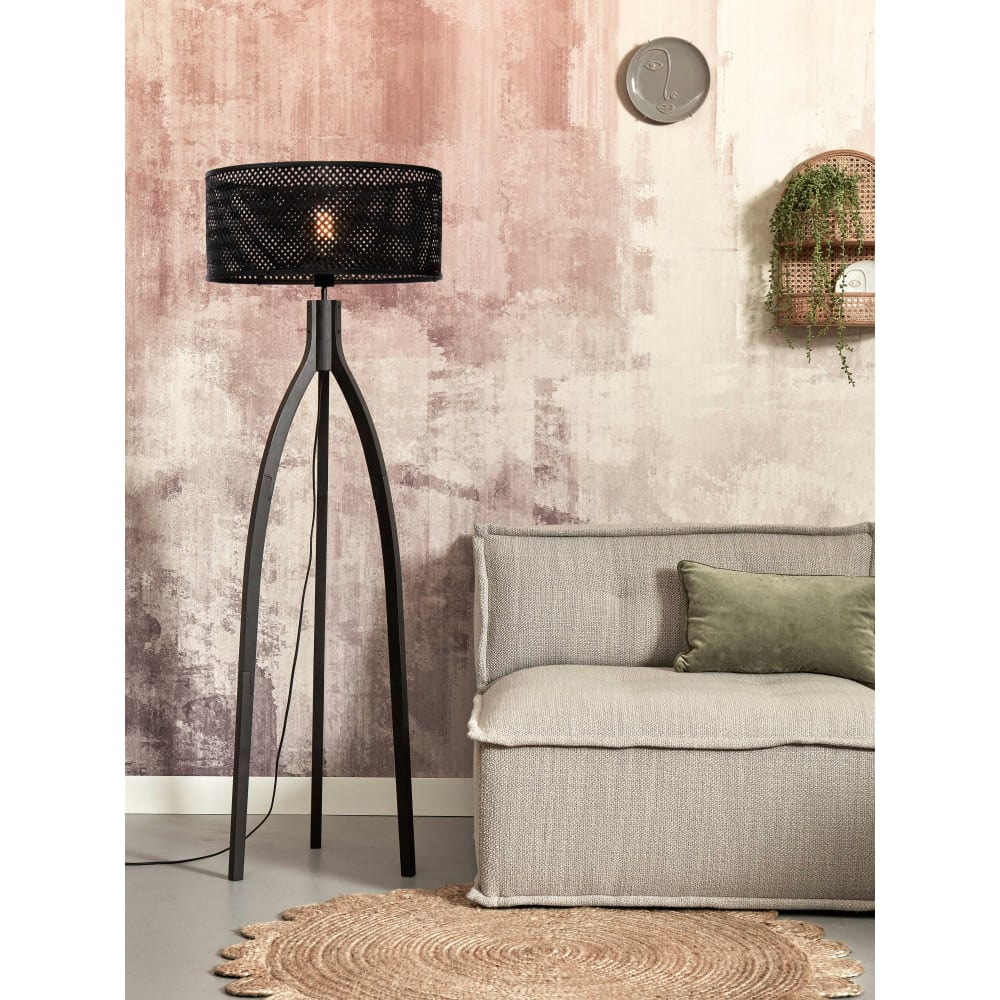 Lampadaire bambou noir ø50cm — vue 3