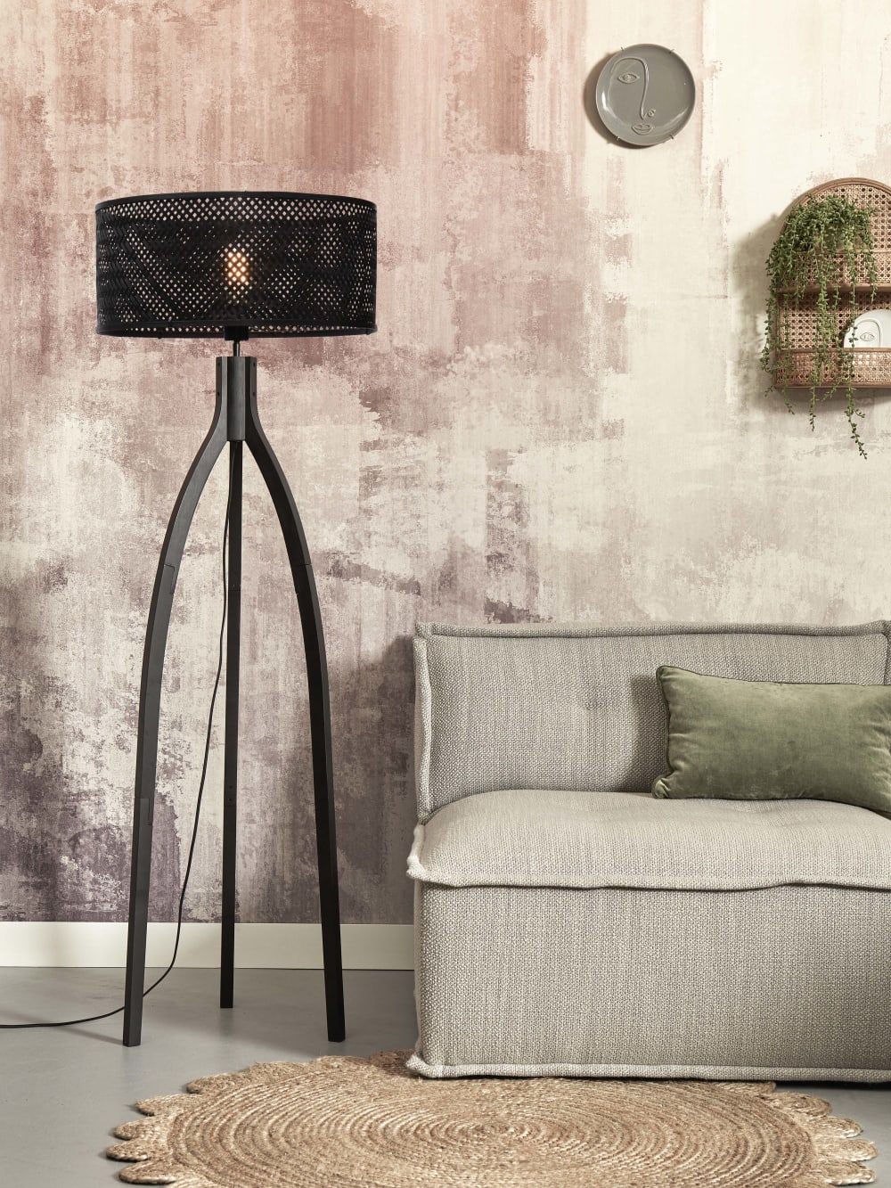 Lampadaire bambou noir ø50cm — vue 4