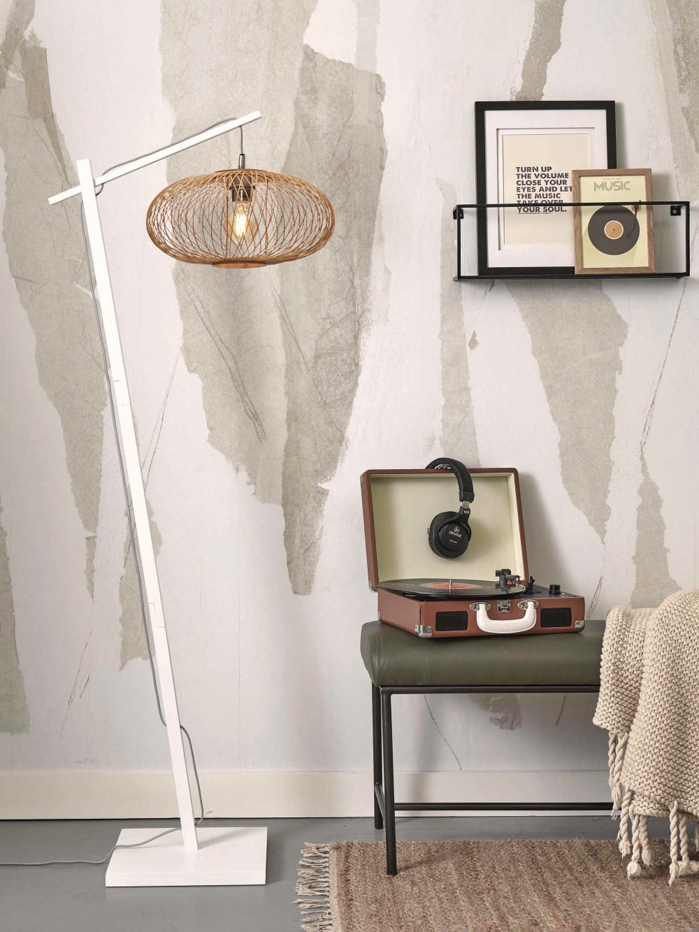 Lampadaire bambou brun ø40cm — vue 4