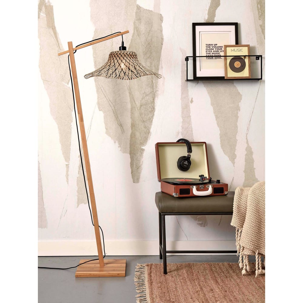 Lampadaire bambou brun 77x50x150cm — vue 3