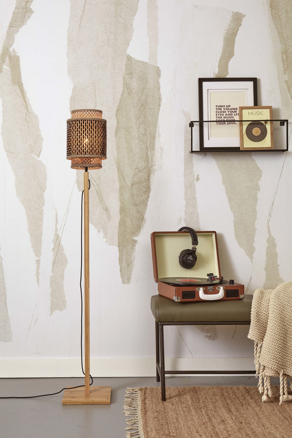 Lampadaire bambou brun ø18cm — vue 4