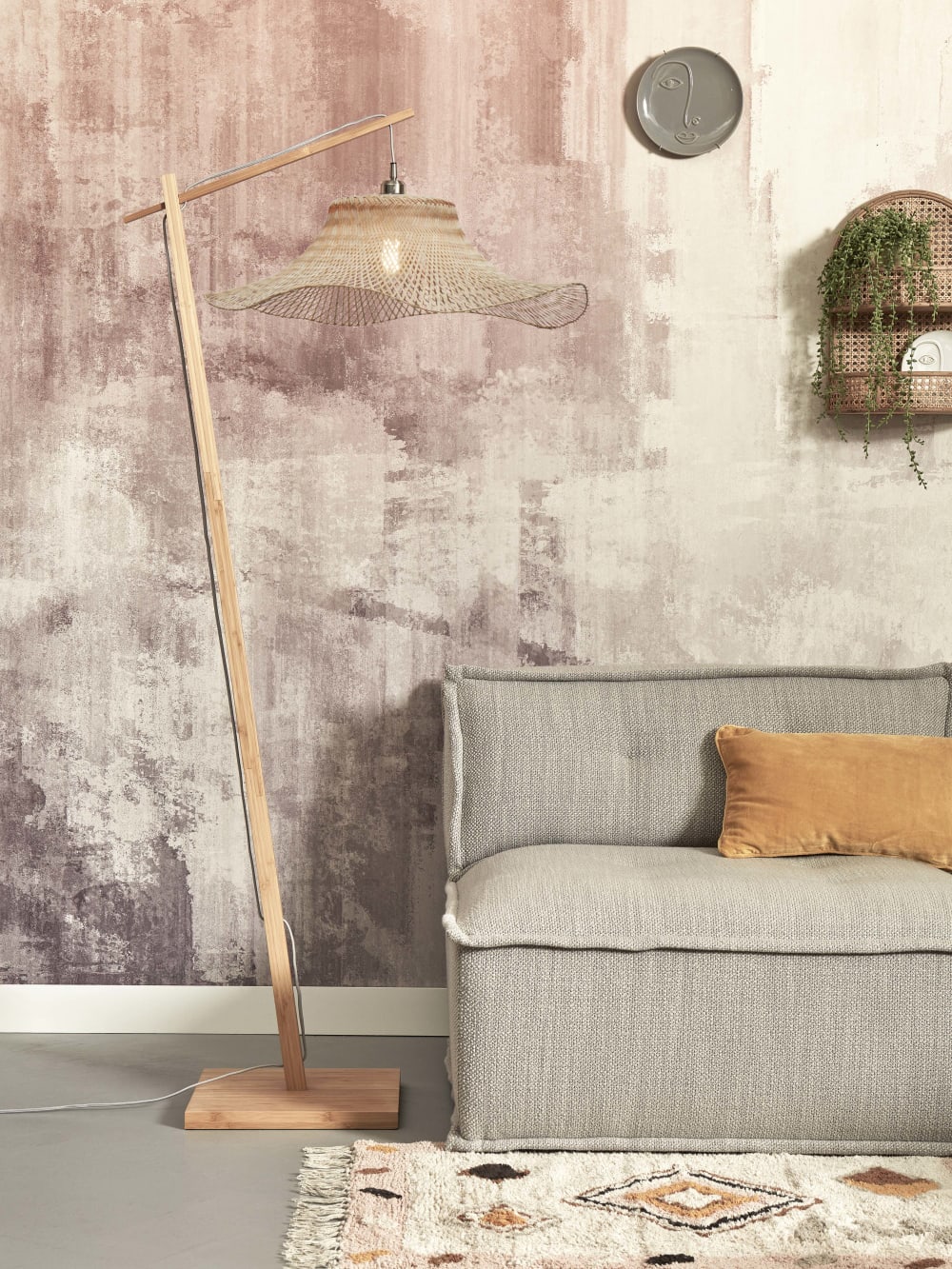 Lampadaire bambou brun 83x65x176cm — vue 4