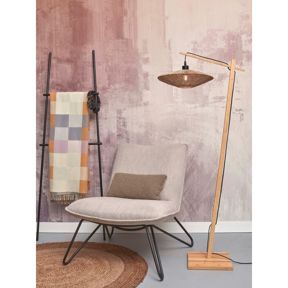 Lampadaire textile brun ø40cm — vue 3
