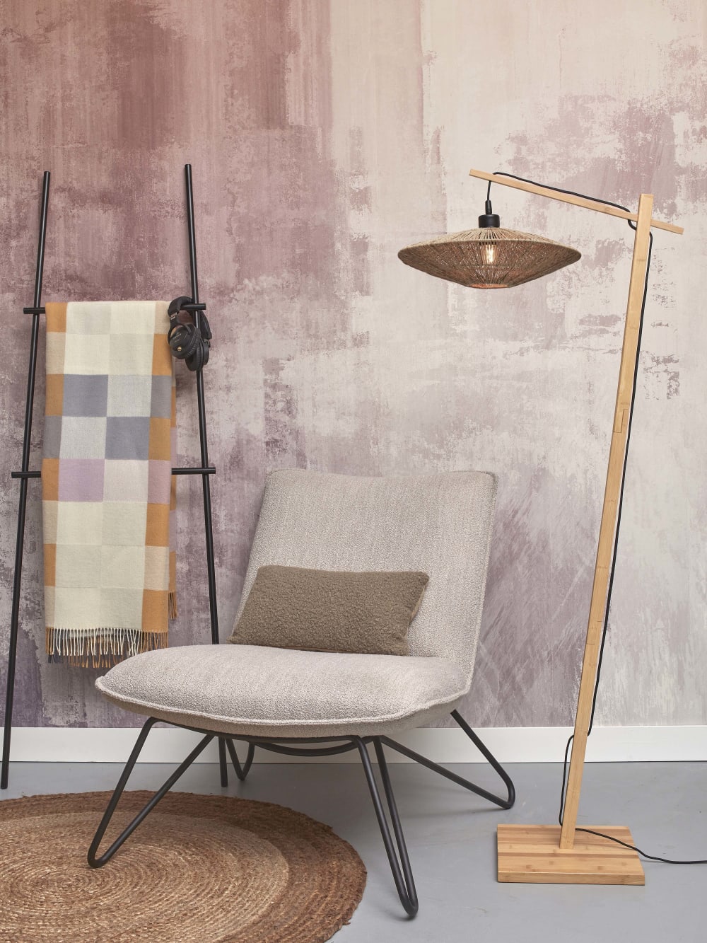 Lampadaire textile brun ø40cm — vue 4