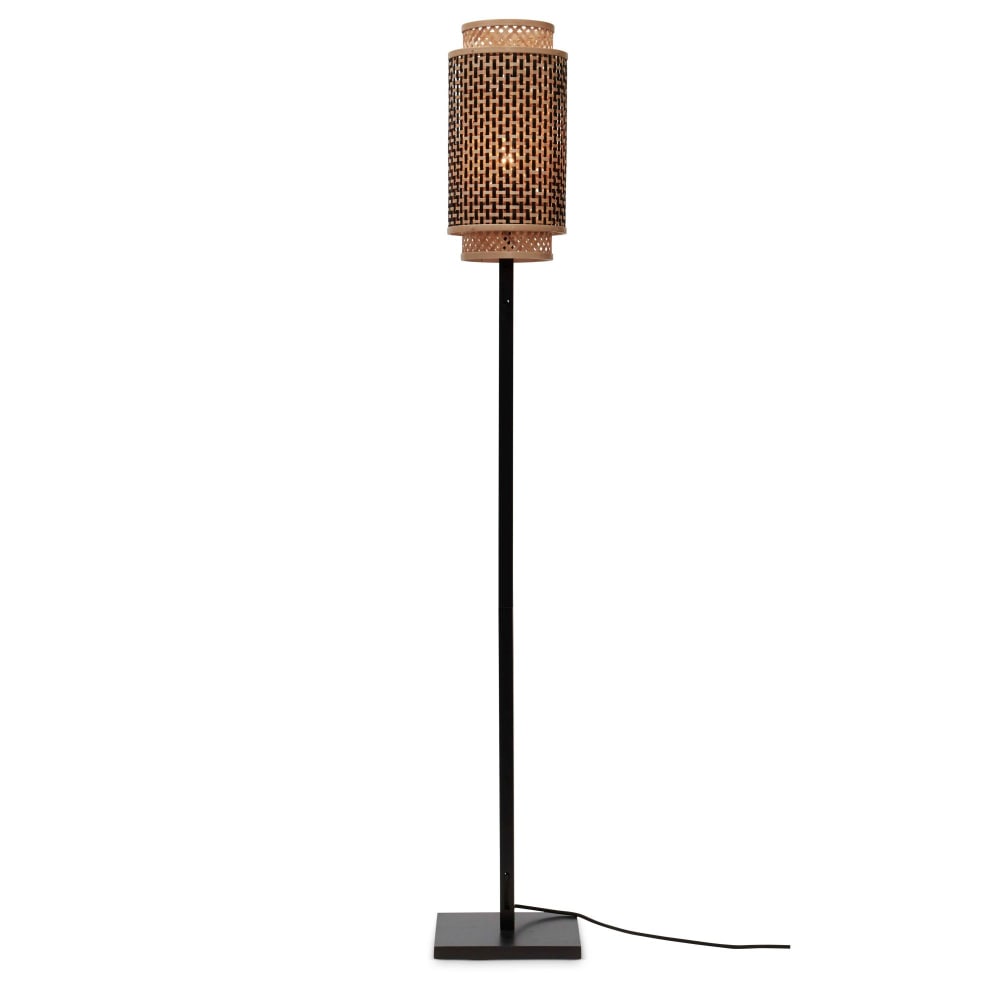 Lampadaire bambou abat-jour bambou naturel/noir, h. 145cm
