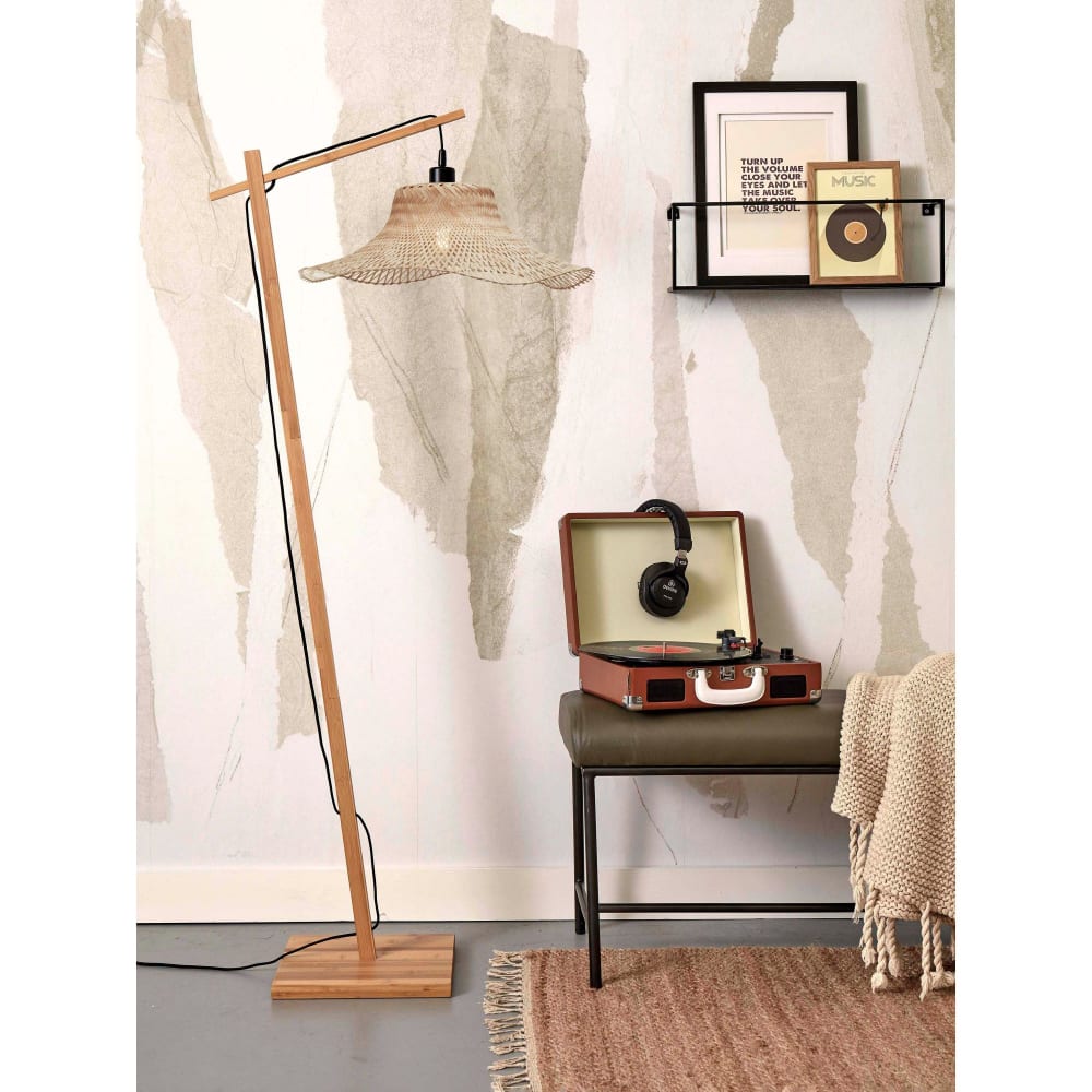Lampadaire bambou brun 77x50x150cm — vue 3