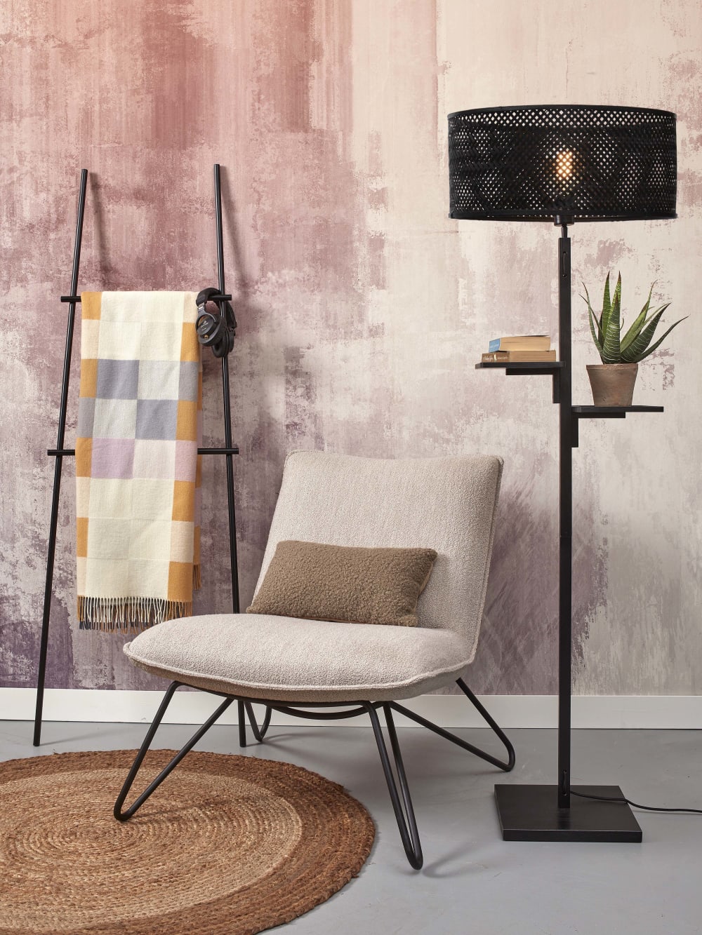Lampadaire bambou noir ø50cm — vue 4