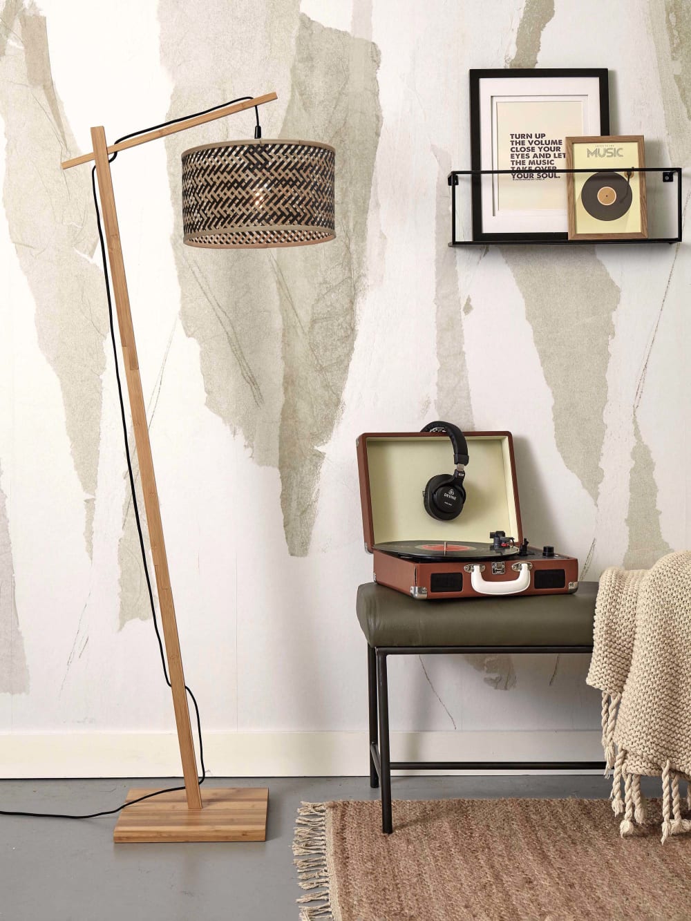 Lampadaire bambou brun ø32cm — vue 4