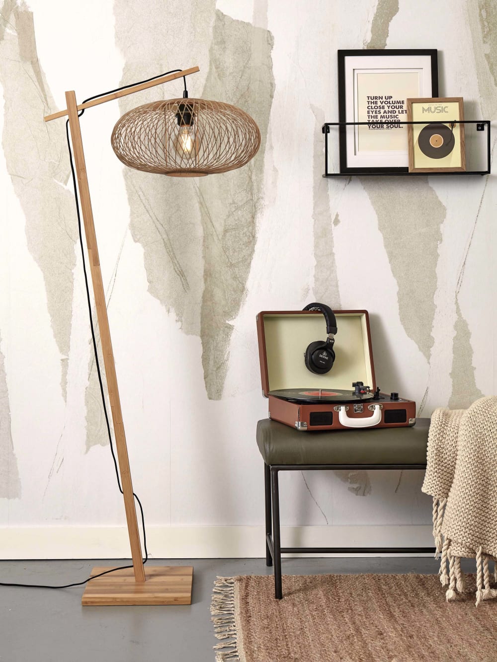 Lampadaire bambou brun ø40cm — vue 4