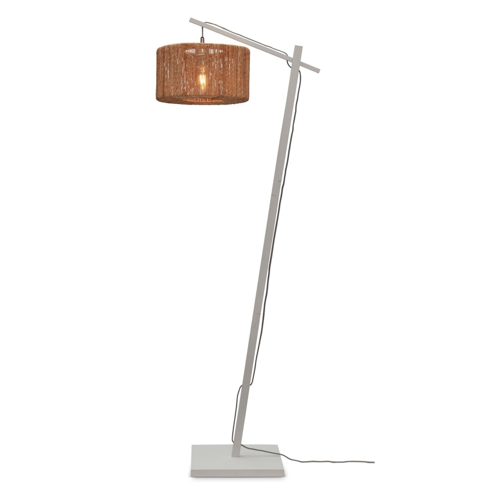 Lampadaire textile brun Ø30cm