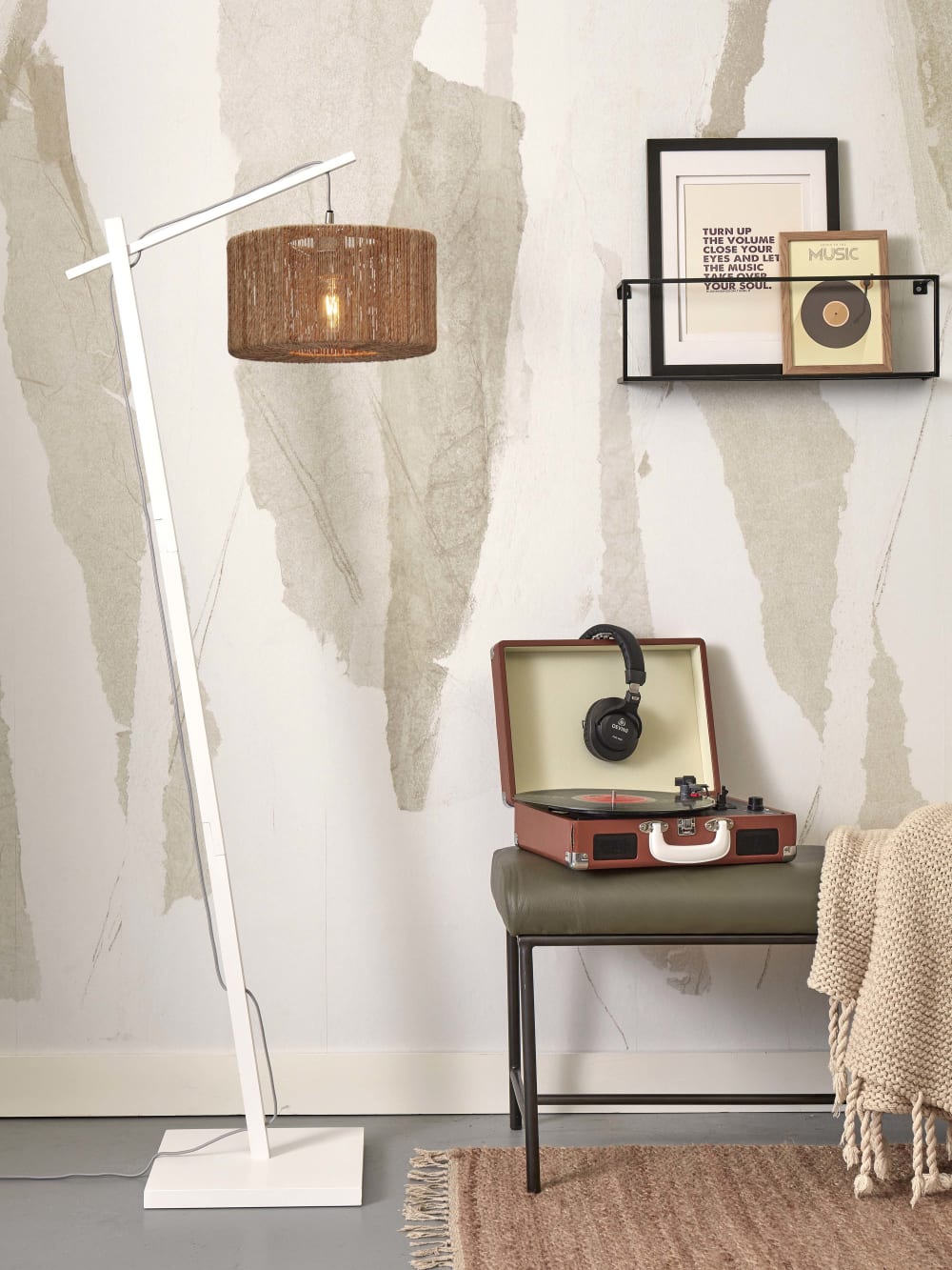 Lampadaire textile brun ø30cm — vue 4