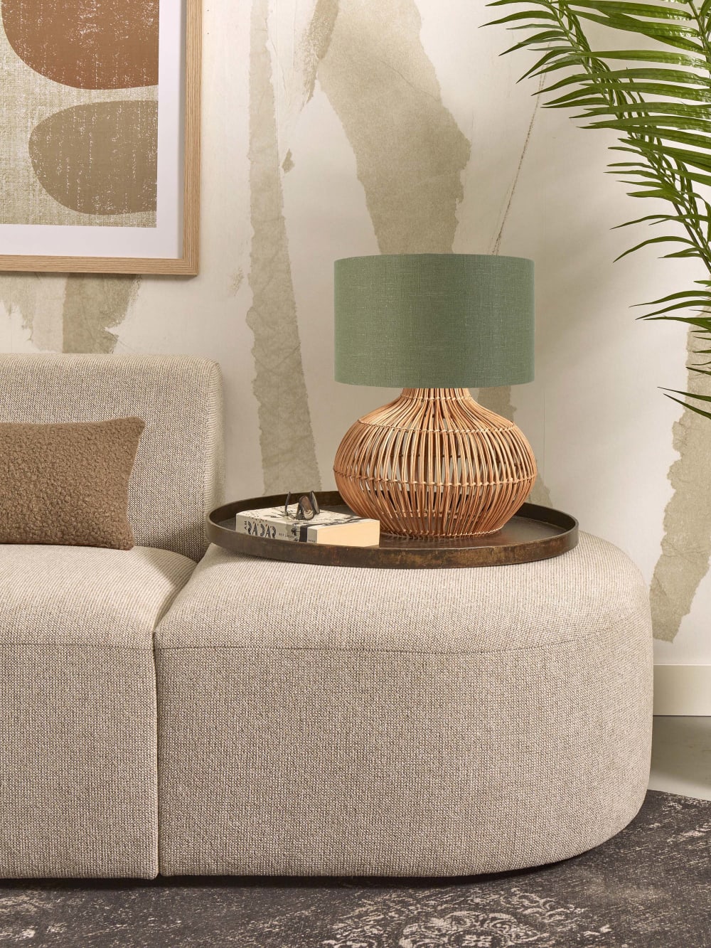 Lampe de table textile vert ø32cm — vue 4