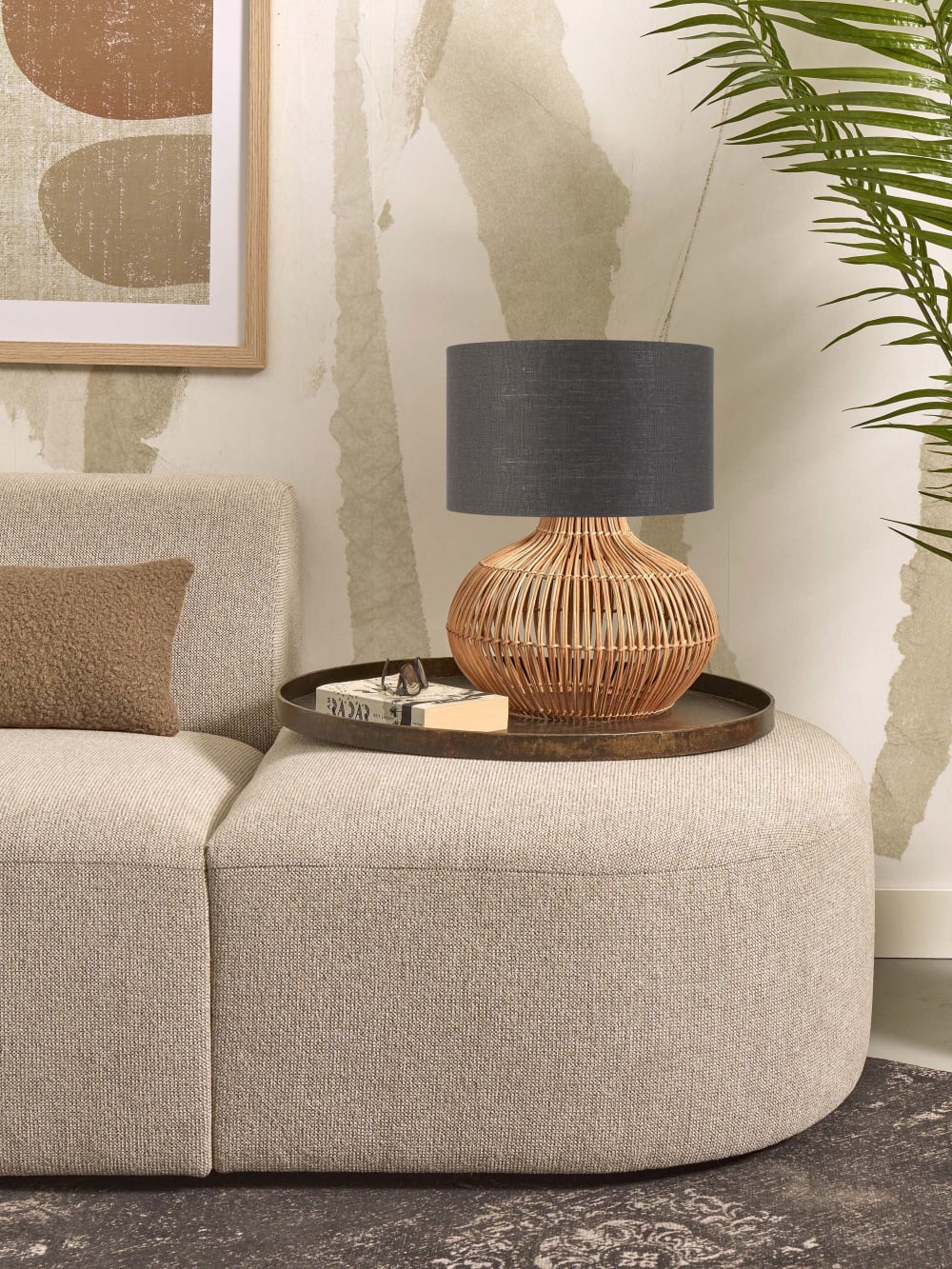Lampe de table textile gris ø32cm — vue 4